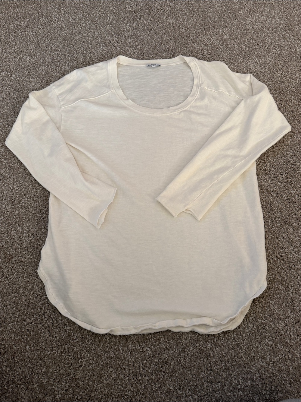 Splendid Oversized Cream Scoop-Neck Long Sleeve Top